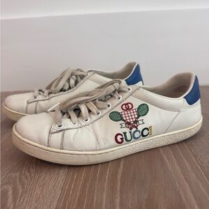 Gucci White Sneakers with Colorful Embroidery